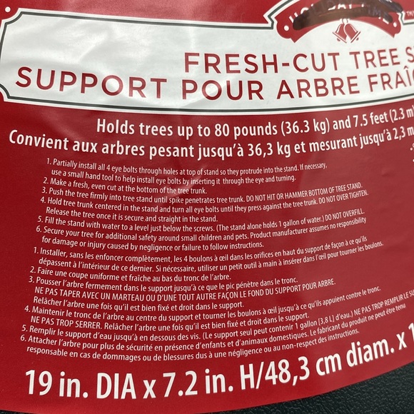 Fresh Cut Christmas Holiday Tree Stand for Real Trees up to 7.5 Feet - Picture 5 of 9